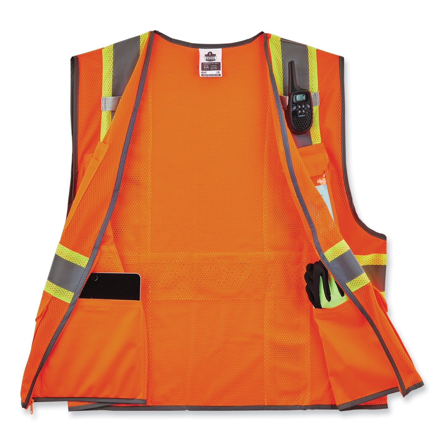 GloWear 8246Z-S Single Size Class 2 Two-Tone Mesh Vest, Polyester, Large, Orange