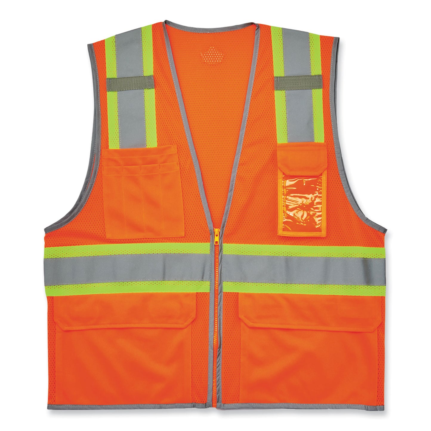 GloWear 8246Z-S Single Size Class 2 Two-Tone Mesh Vest, Polyester, Medium, Orange