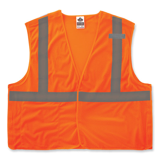 GloWear 8215BA-S Single Size Class 2 Economy Breakaway Mesh Vest, Polyester, Medium, Orange