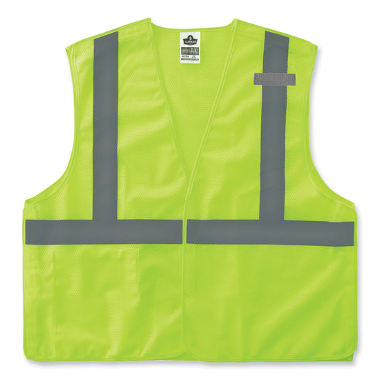 GloWear 8215BA-S Single Size Class 2 Economy Breakaway Mesh Vest, Polyester, 4X-Large, Lime
