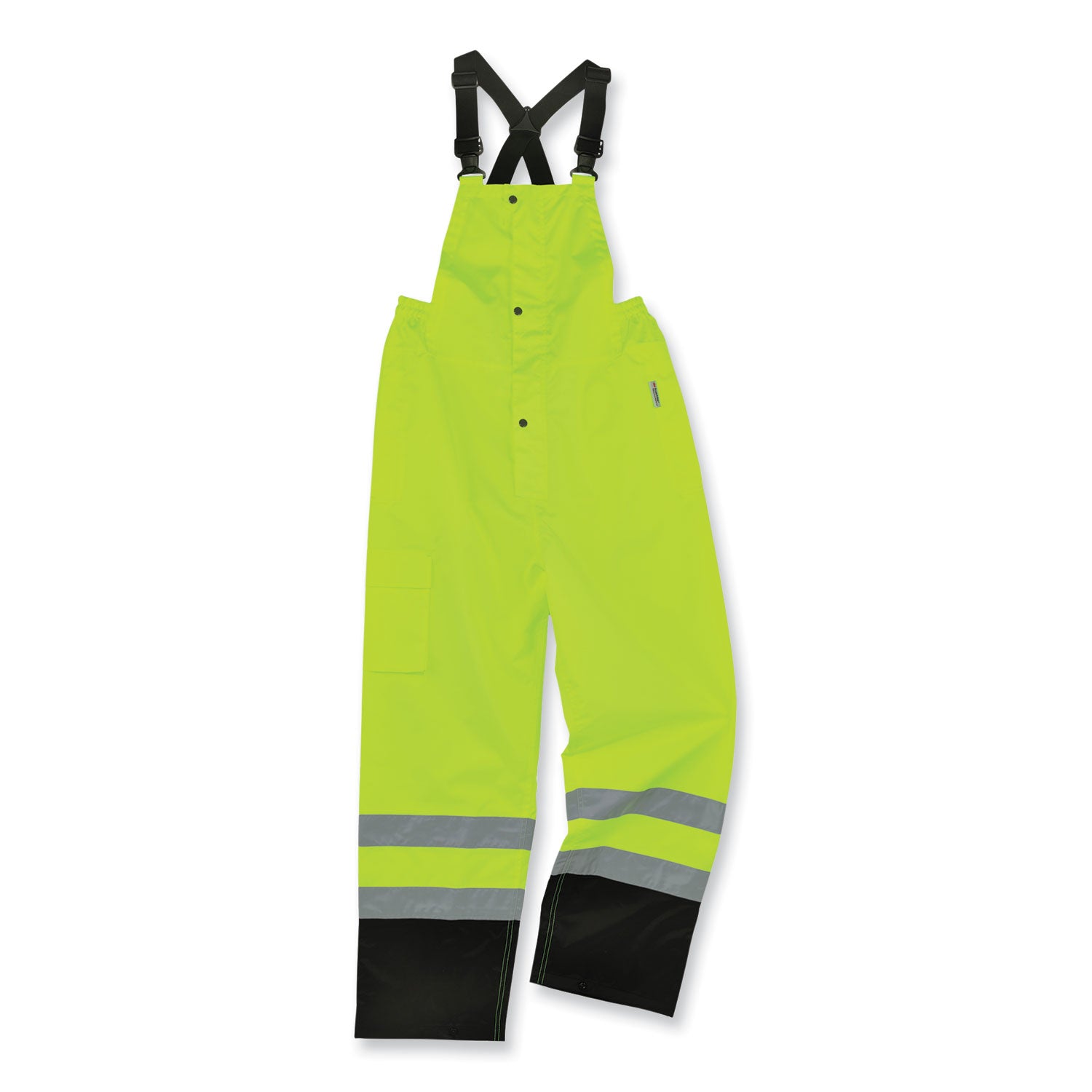 GloWear 8918BK Class E Hi-Vis Rain Bibs Black Bottom, Large, Lime