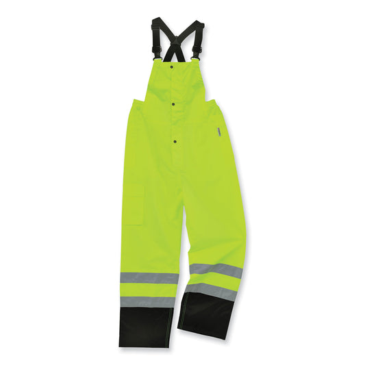 GloWear 8918BK Class E Hi-Vis Rain Bibs Black Bottom, 4X-Large, Lime