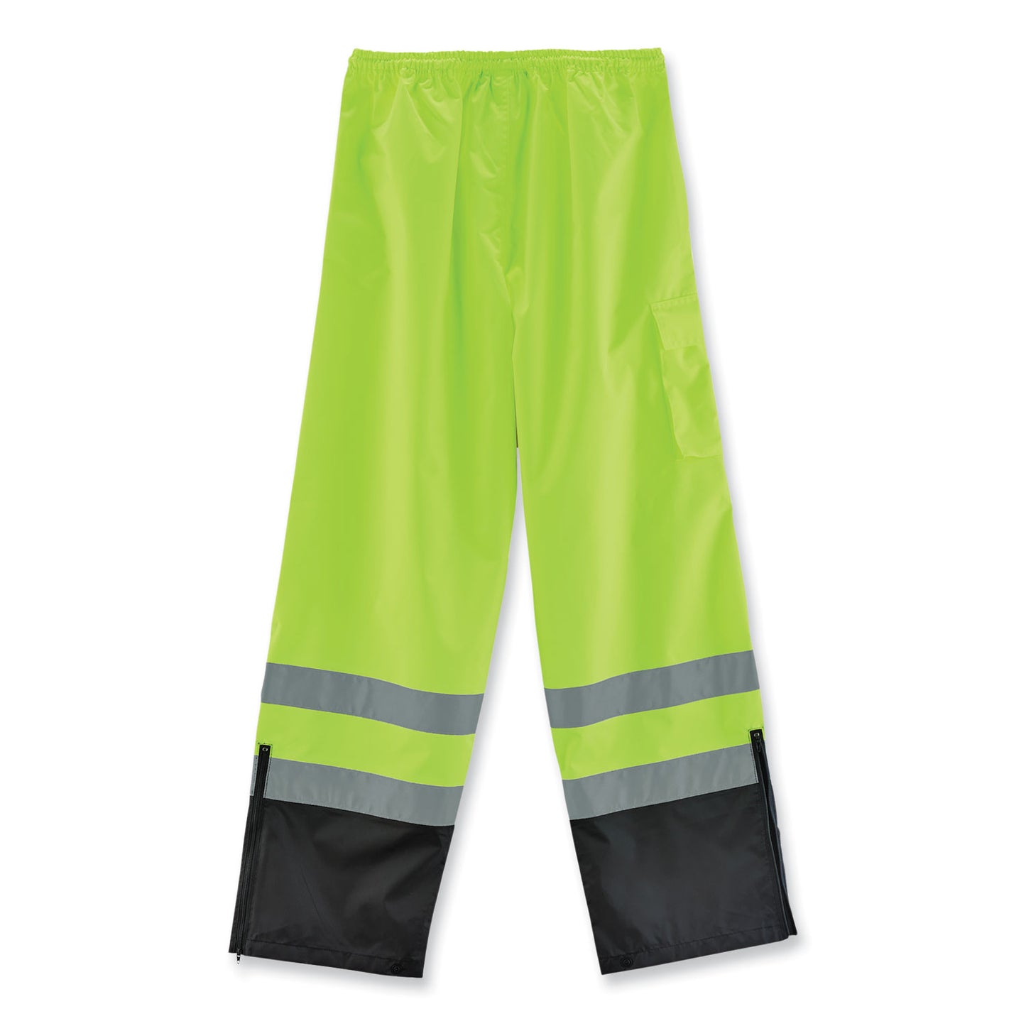GloWear 8915BK Class E Hi-Vis Rain Pants Black Bottom, Medium, Lime