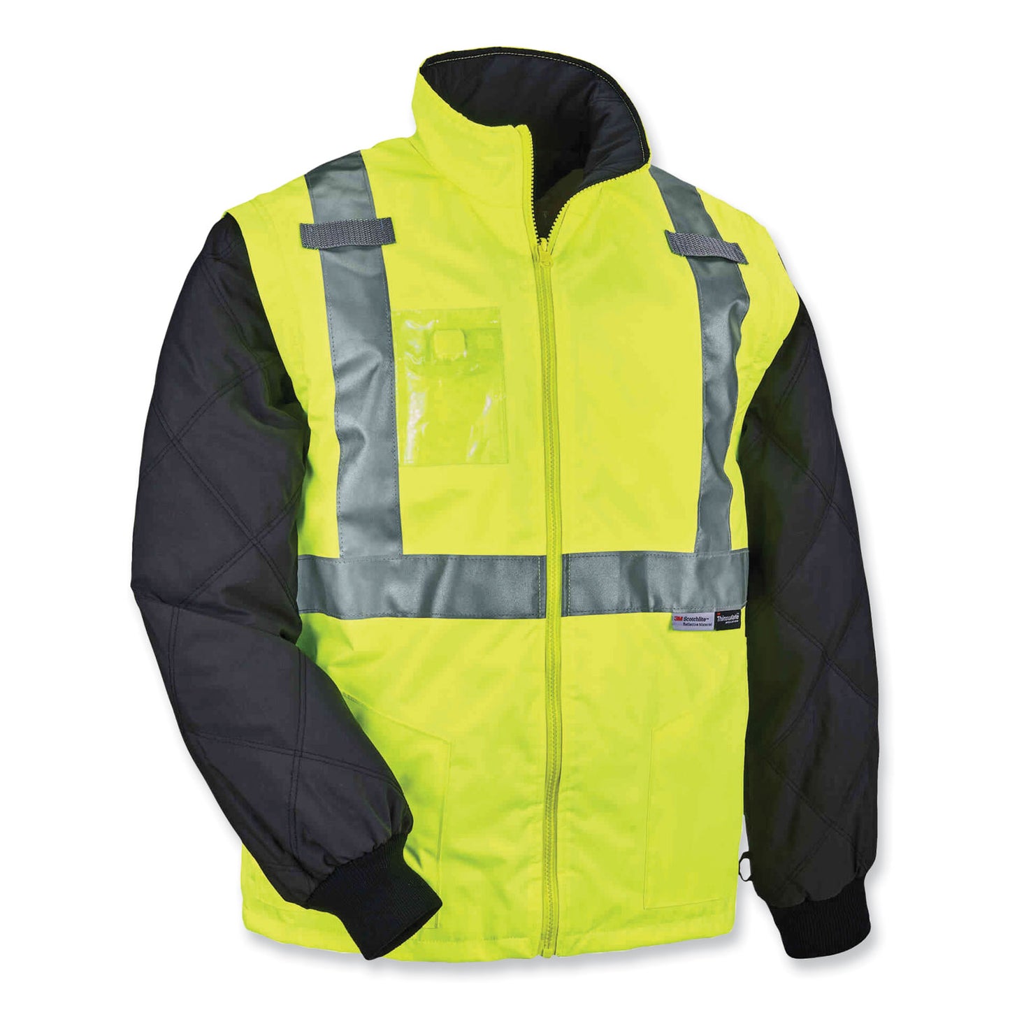 GloWear 8287 Class 2 Hi-Vis Jacket with Removable Sleeves, Large, Lime