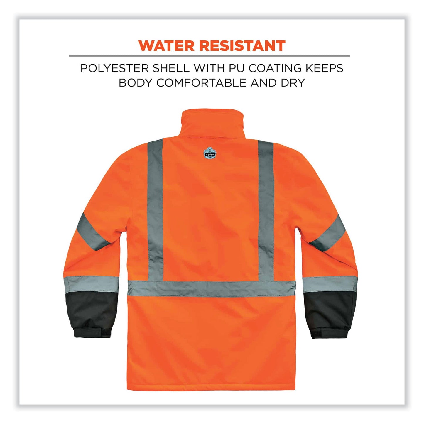 GloWear 8384 Class 3 Hi-Vis Quilted Thermal Parka, Medium, Orange