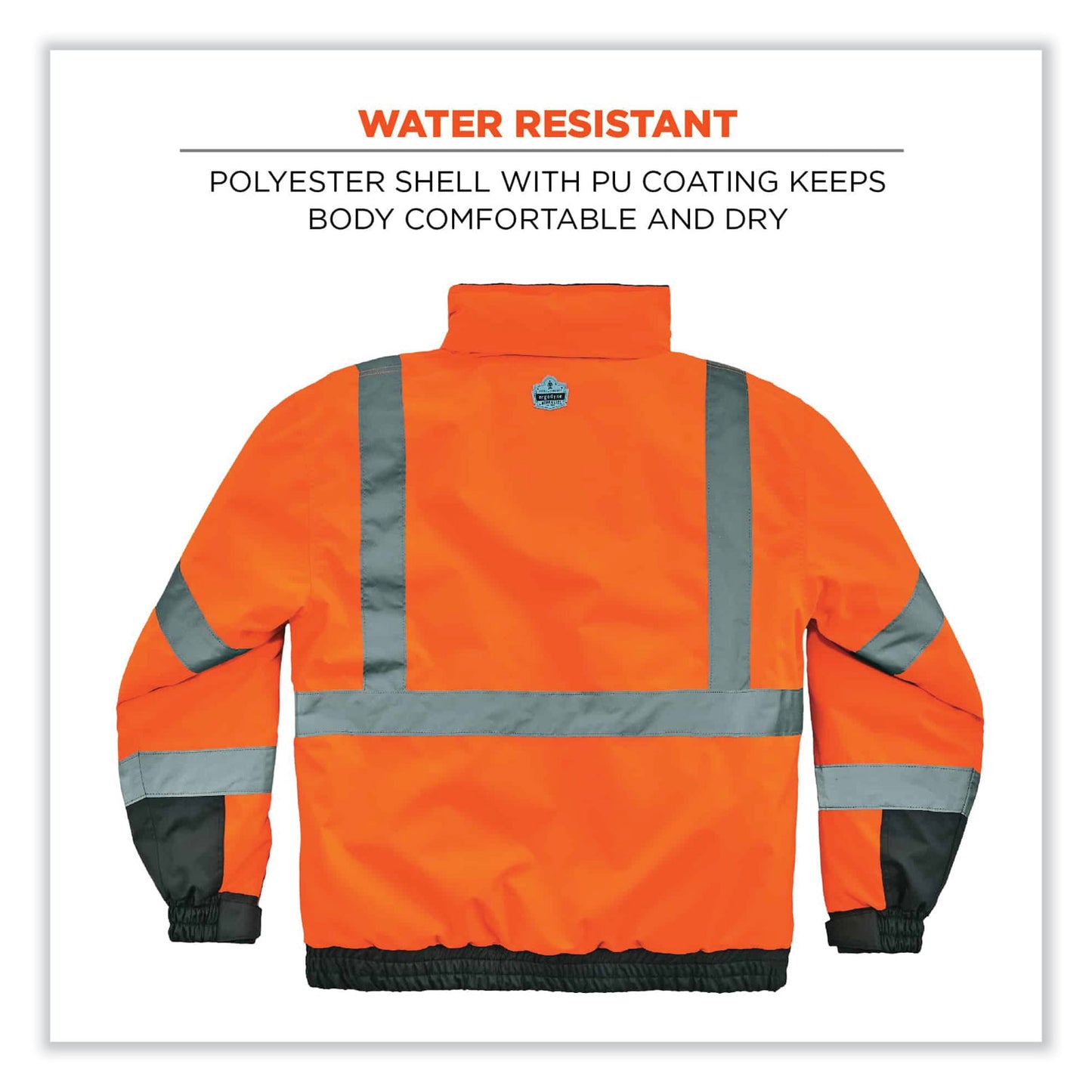 GloWear 8377 Class 3 Hi-Vis Quilted Bomber Jacket, Orange, 2X-Large