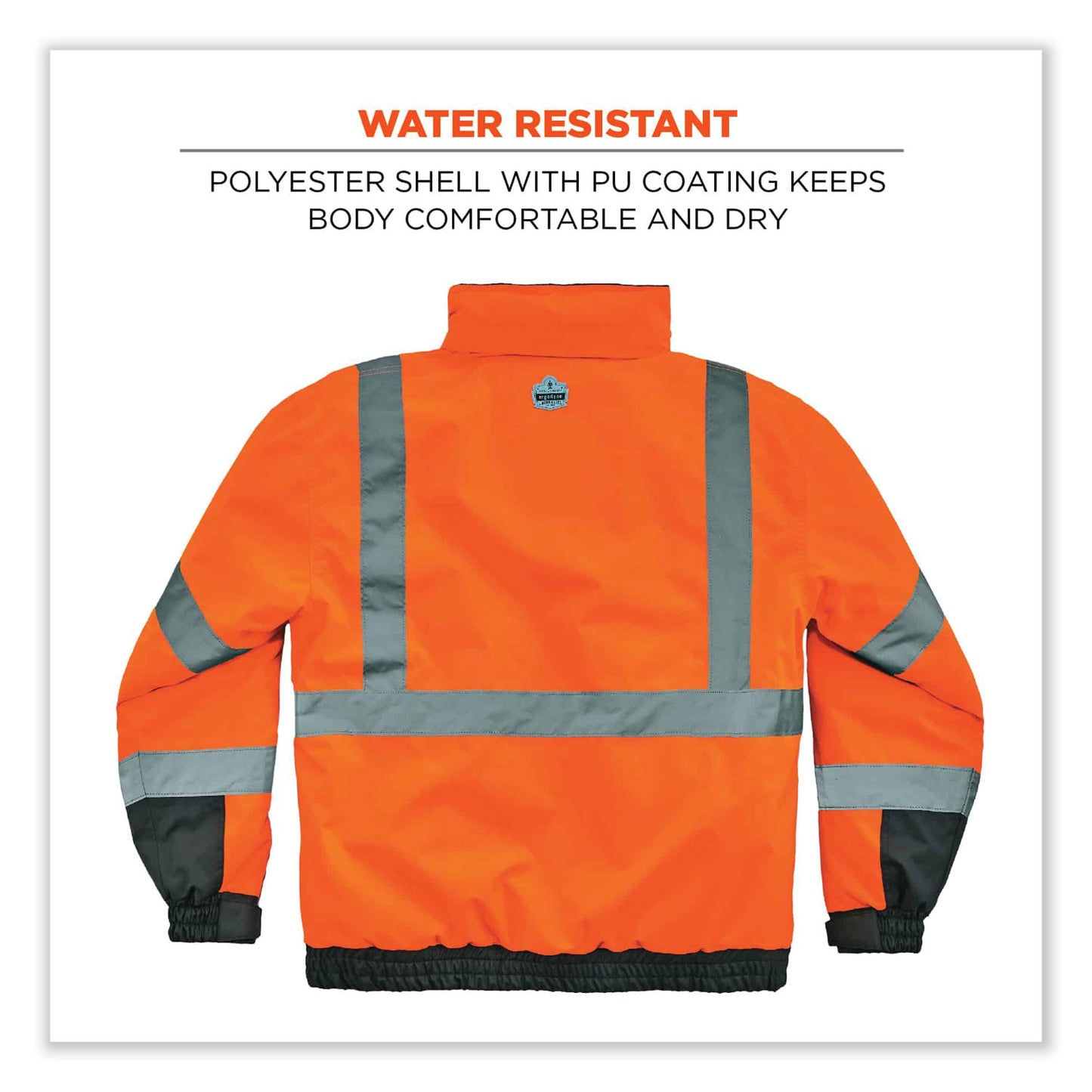 GloWear 8377 Class 3 Hi-Vis Quilted Bomber Jacket, Orange, 5X-Large