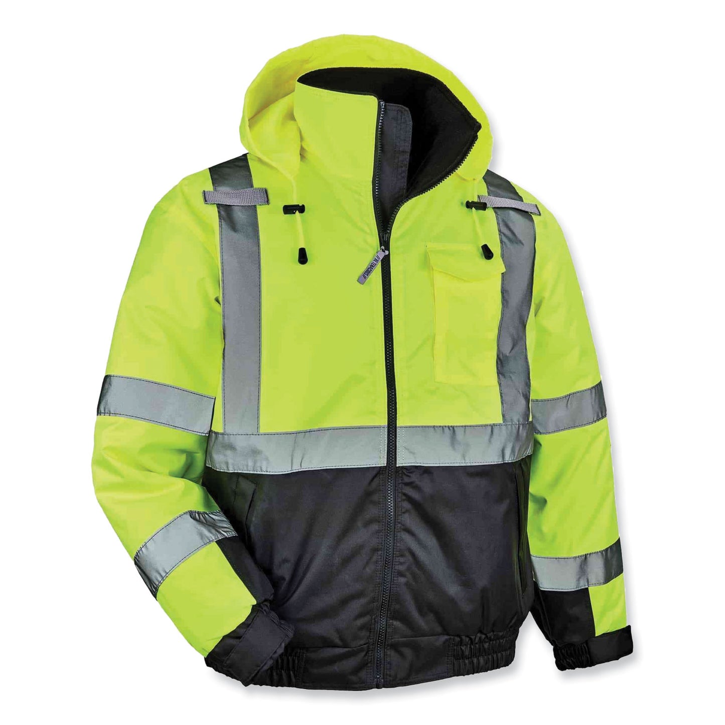 GloWear 8377 Class 3 Hi-Vis Quilted Bomber Jacket, Lime, Medium