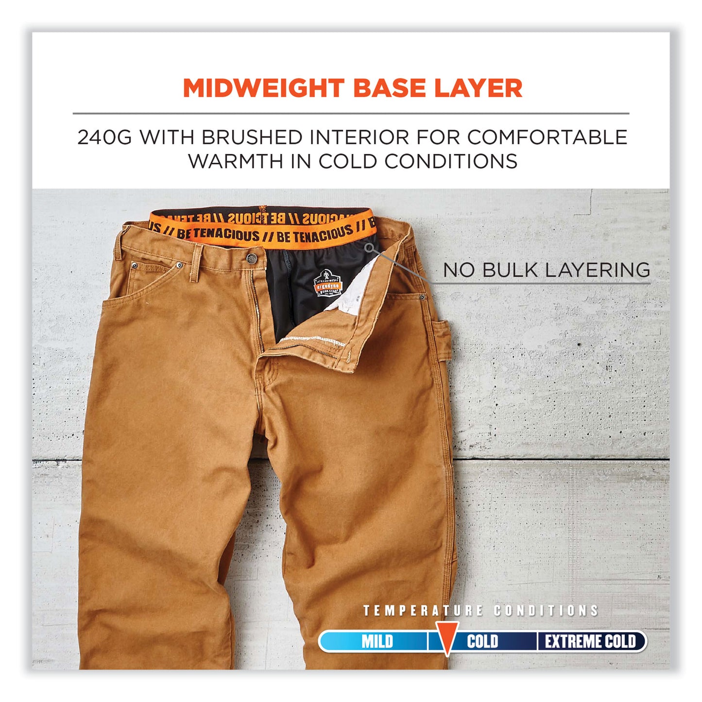 N-Ferno 6480 Midweight Base Layer Pants - 240 g, Large, Black