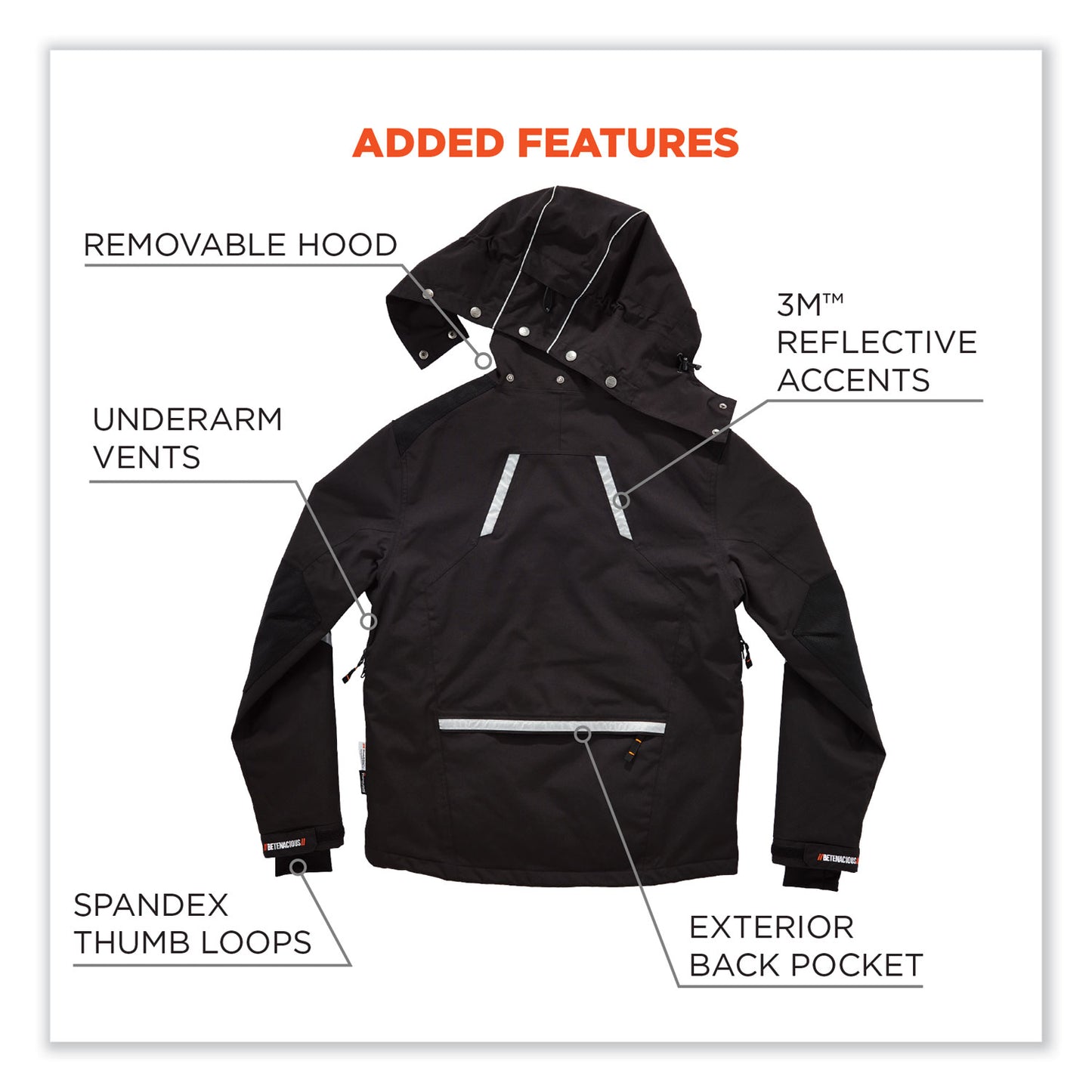 N-Ferno 6466 Thermal Jacket with 500D Nylon Shell, Large, Black