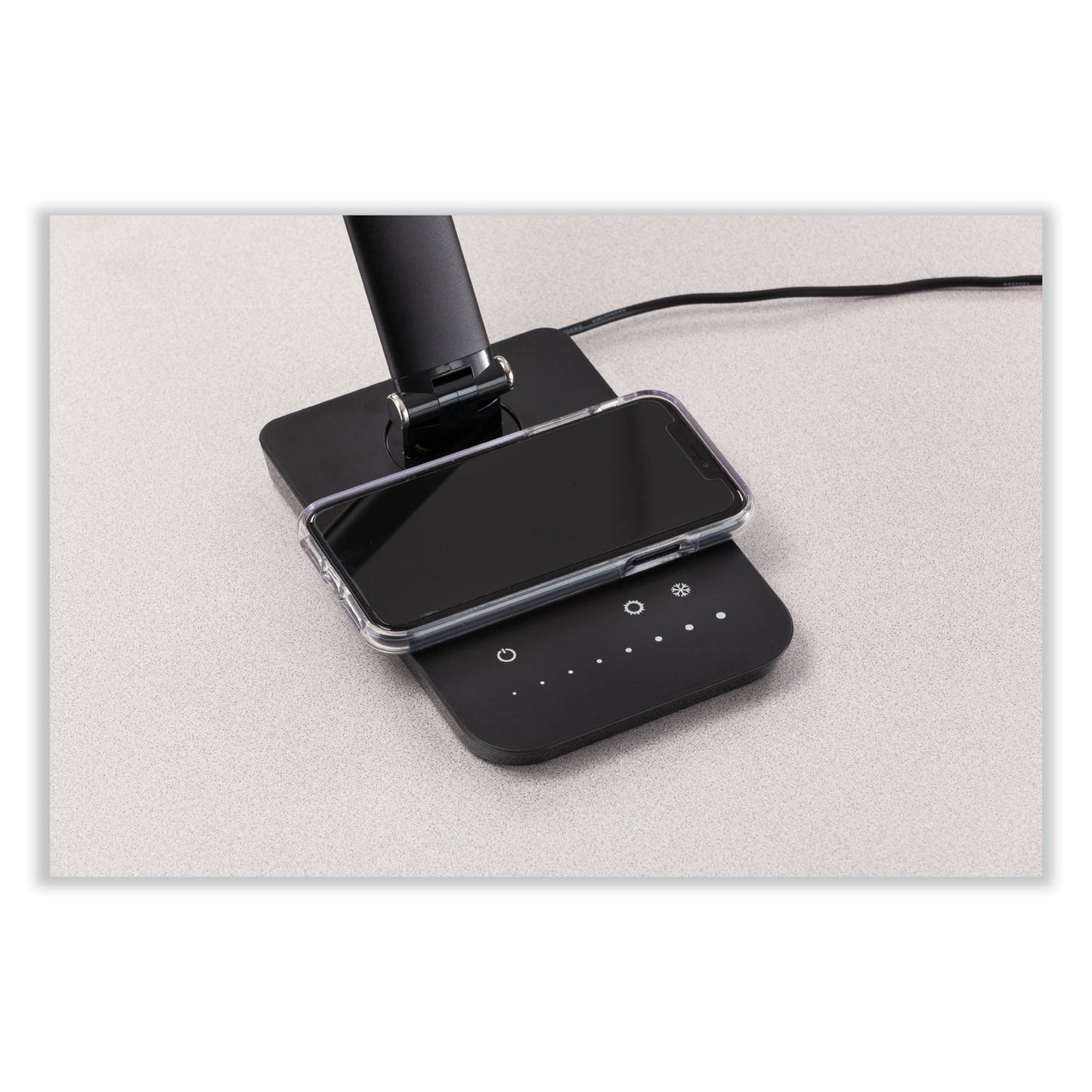 Vamp LED Wireless Charging Lamp, Multi-pivot Neck, 16.75" High, Black