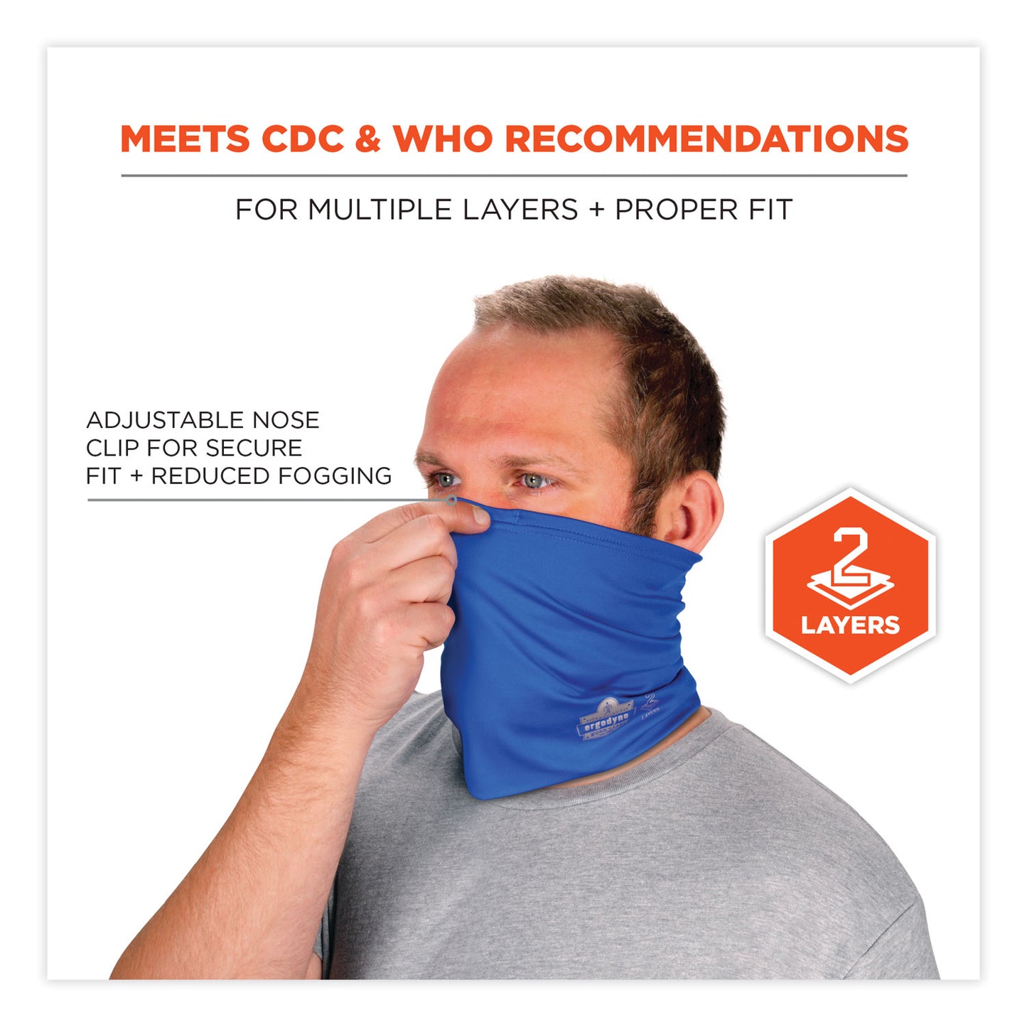 Chill-Its 6489 2-Layer Cooling Performance Knit Multi-Band, Polyester/Spandex, Small/Medium, Blue