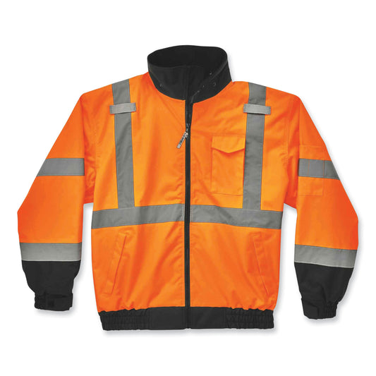 GloWear 8379 Class 3 Hi-Vis Fleece Lined Bomber Jacket, Orange, Small