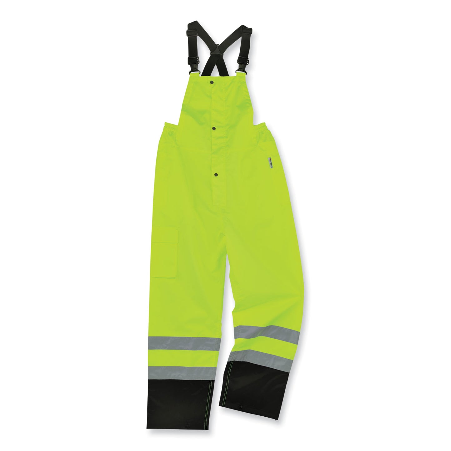 GloWear 8918BK Class E Hi-Vis Rain Bibs Black Bottom, Medium, Lime