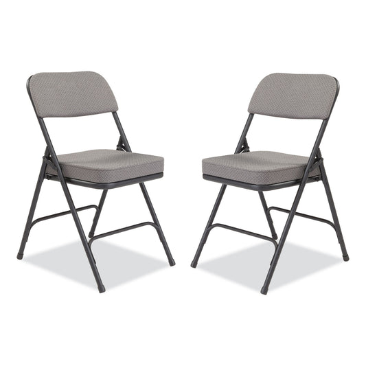 3200 Series Fabric Dual-Hinge Folding Chair, Supports Up to 300 lb, Charcoal Seat, Charocoal Back, Black Base, 2/Carton