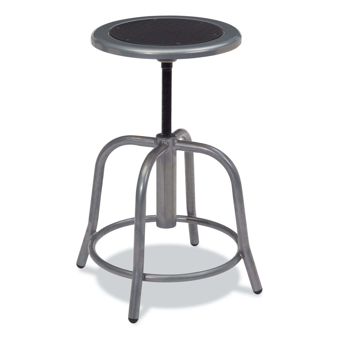 6800 Series Height Adjustable Metal Seat Swivel Stool, Supports Up to 300 lb, 18" to 24" Seat Height, Black Seat, Gray Base