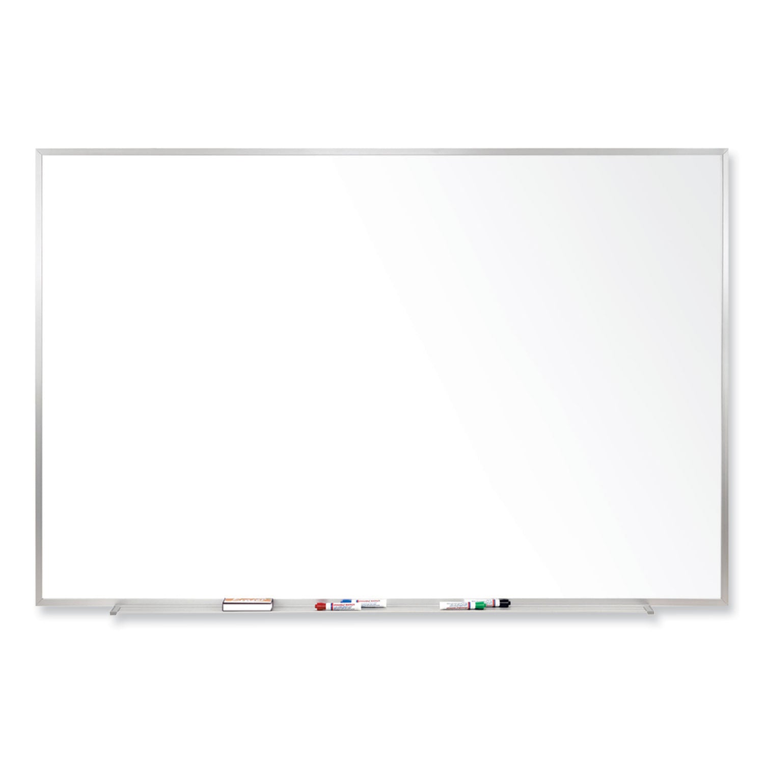 Magnetic Porcelain Whiteboard with Aluminum Frame, 48.5" x 36.5", White Surface, Satin Aluminum Frame