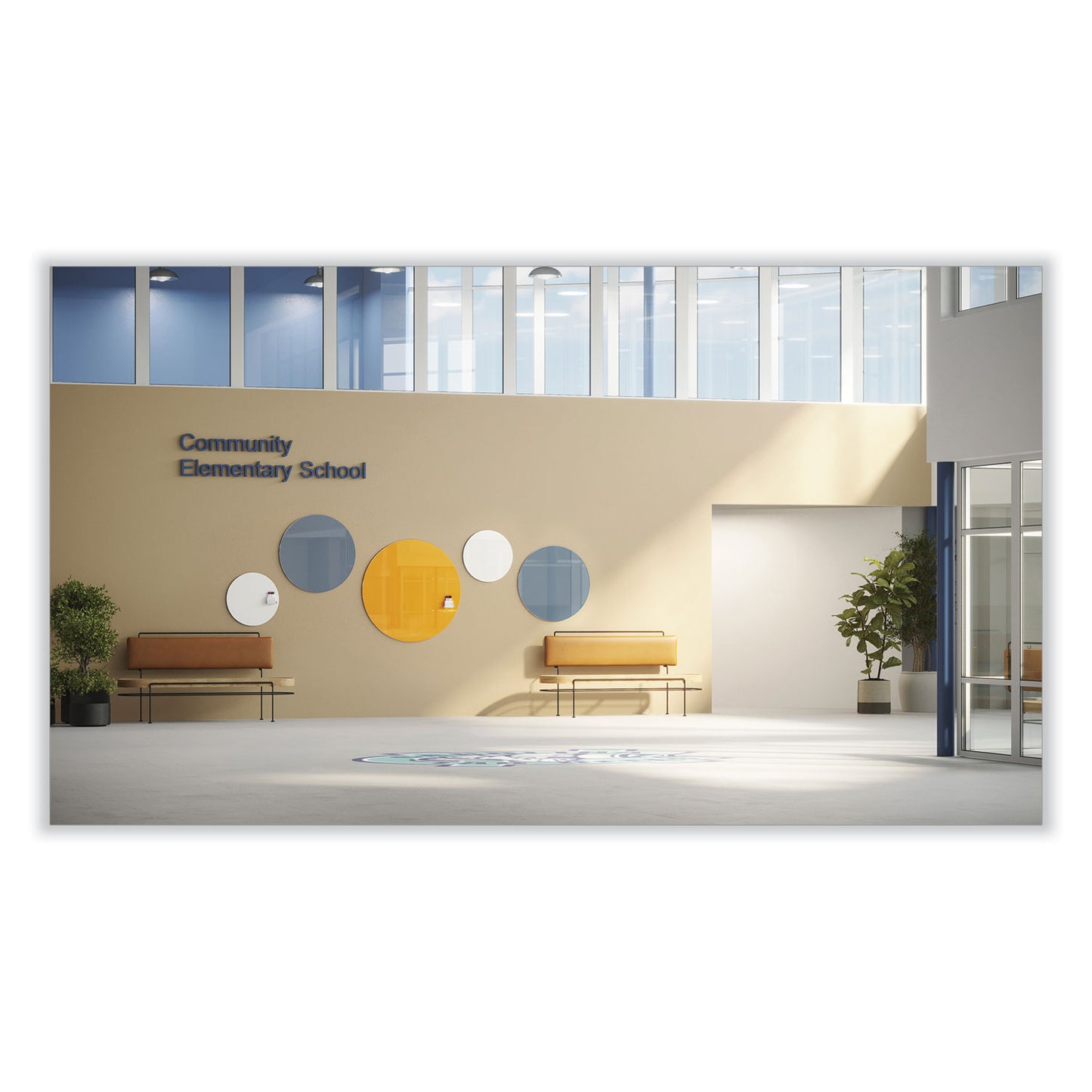 Coda Low Profile Circular Magnetic Glassboard, 24" x 24", White Surface