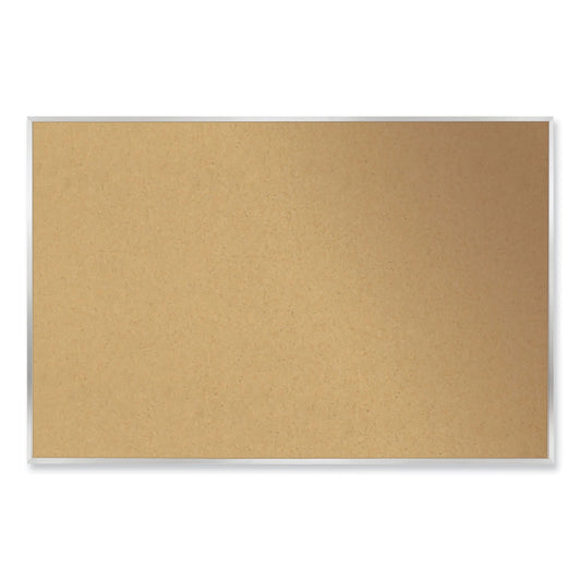 Aluminum-Frame Natural Corkboard, 72.5" x 48.5", Tan Surface, Satin Aluminum Frame