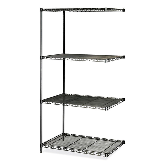 Industrial Add-On Unit, Four-Shelf, 36w x 24d x 72h, Steel, Black