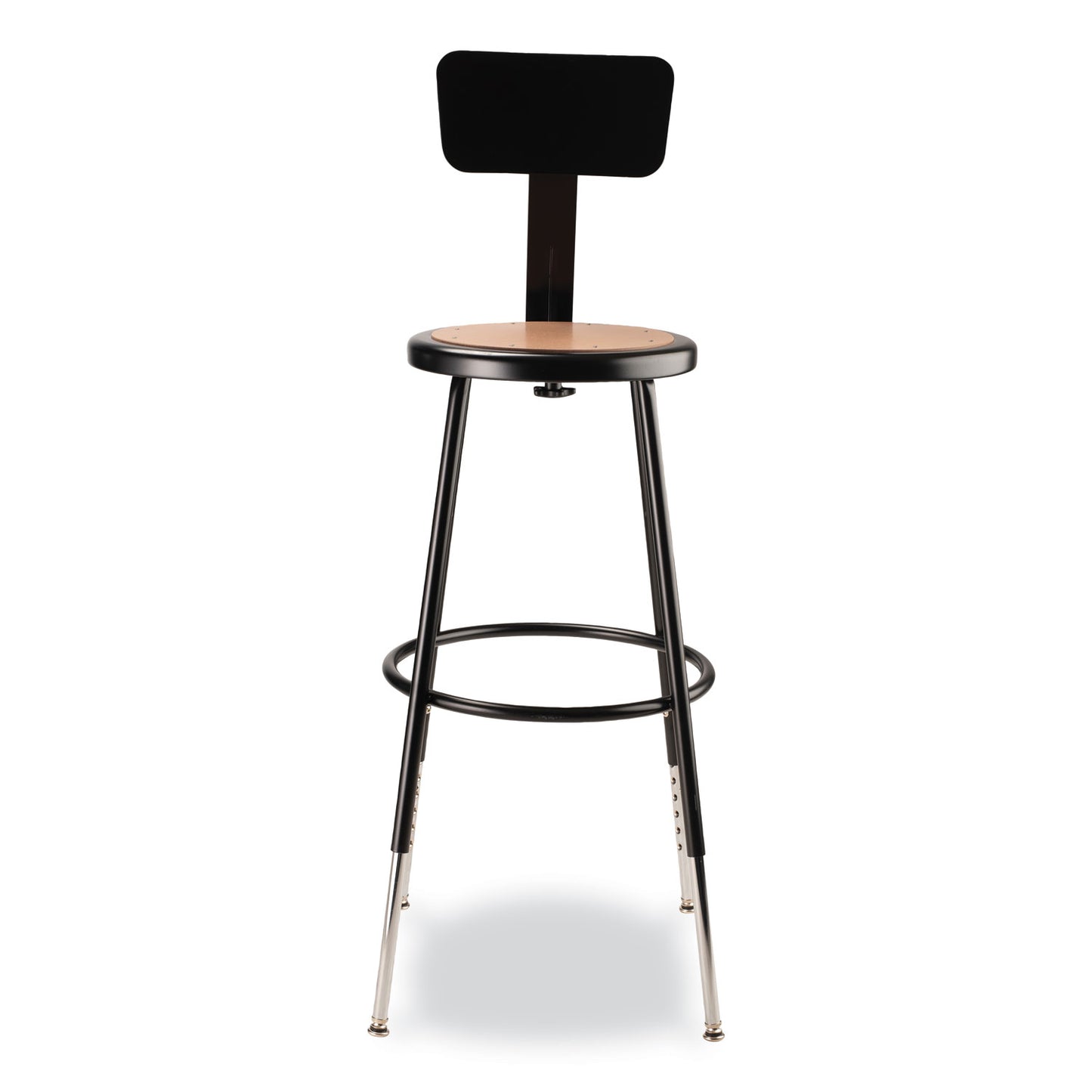 6200 Series 25" to 33" Height Adjustable Heavy Duty Stool with Backrest, Supports Up to 500 lb, Brown Seat, Black Base