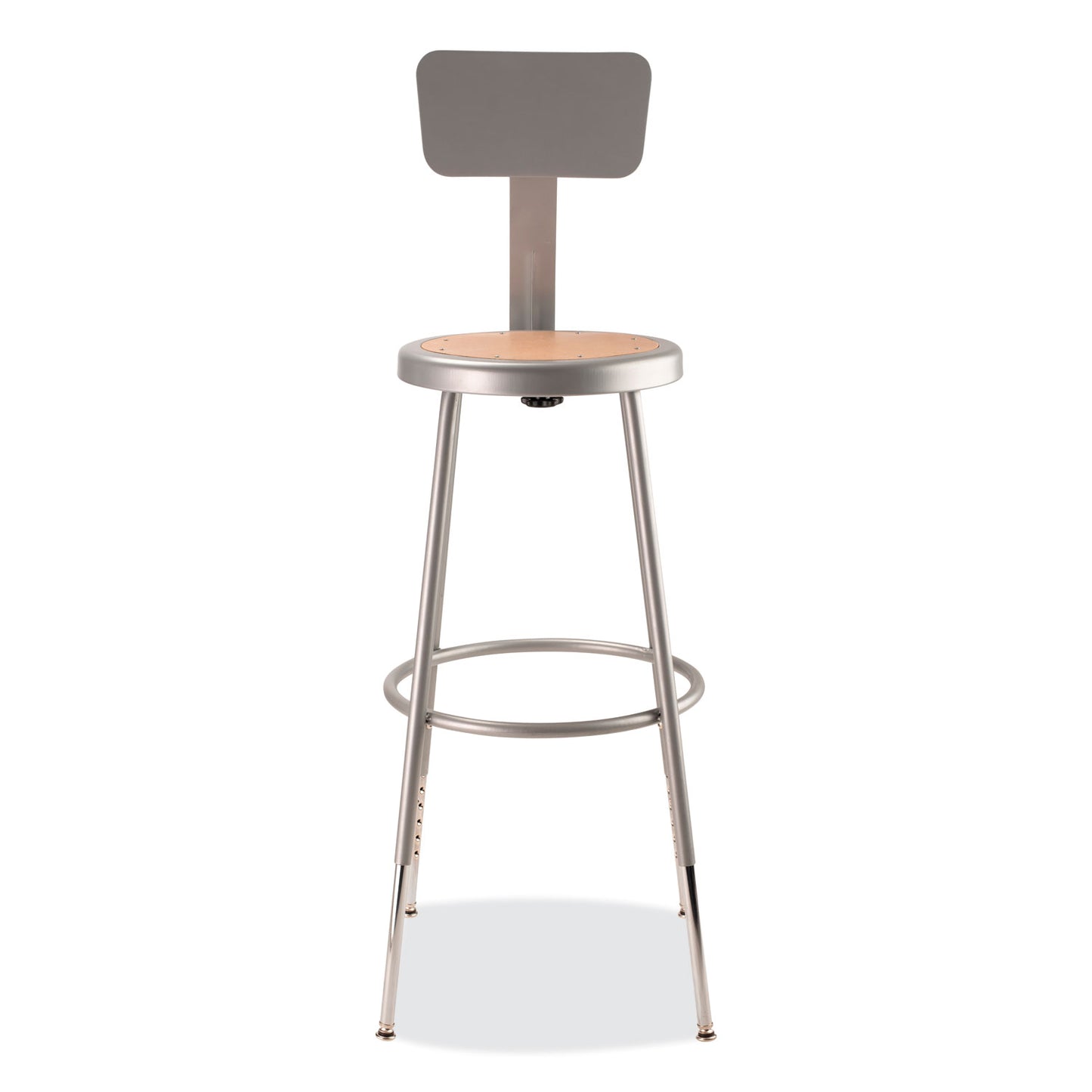 6200 Series 25" to 33" Height Adjustable Heavy Duty Stool with Backrest, Supports Up to 500 lb, Brown Seat, Gray Base