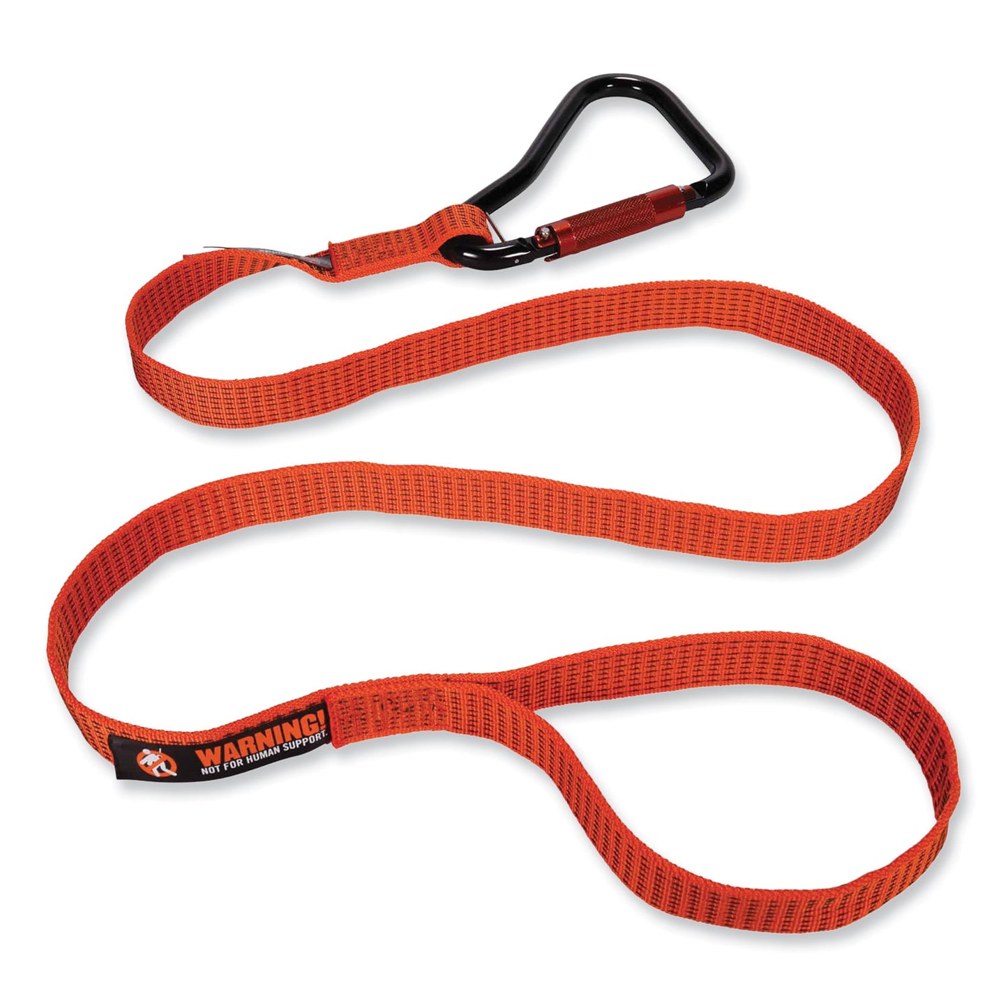 Squids 3148 Tool Lanyard with XL Carabiner + Threaded Loop, 80 lb Max Working Capacity, 76" Long, Orange/Black