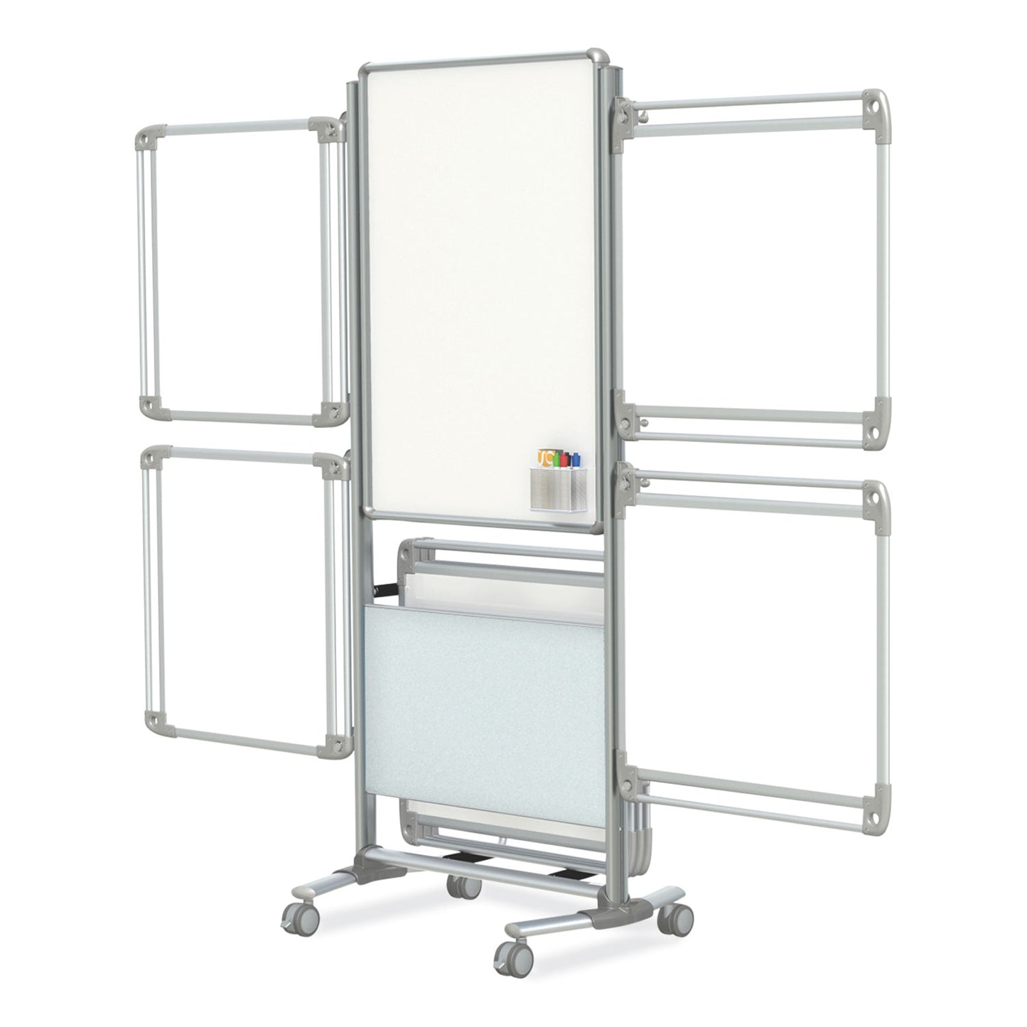 Nexus Easel Whiteboard, 32" x 76.13", White Surface, Satin Aluminum Frame