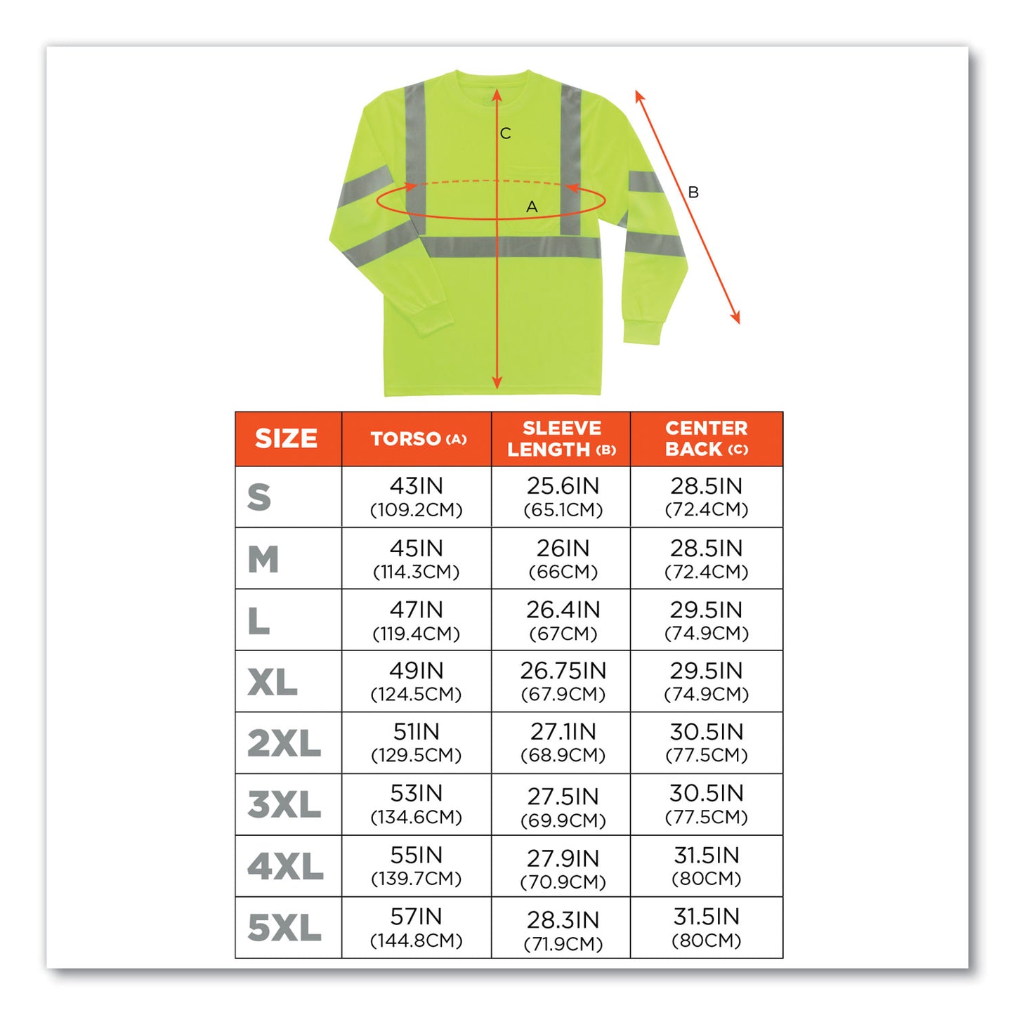 GloWear 8391 Class 3 Hi-Vis Long Sleeve Shirt, Large, Lime
