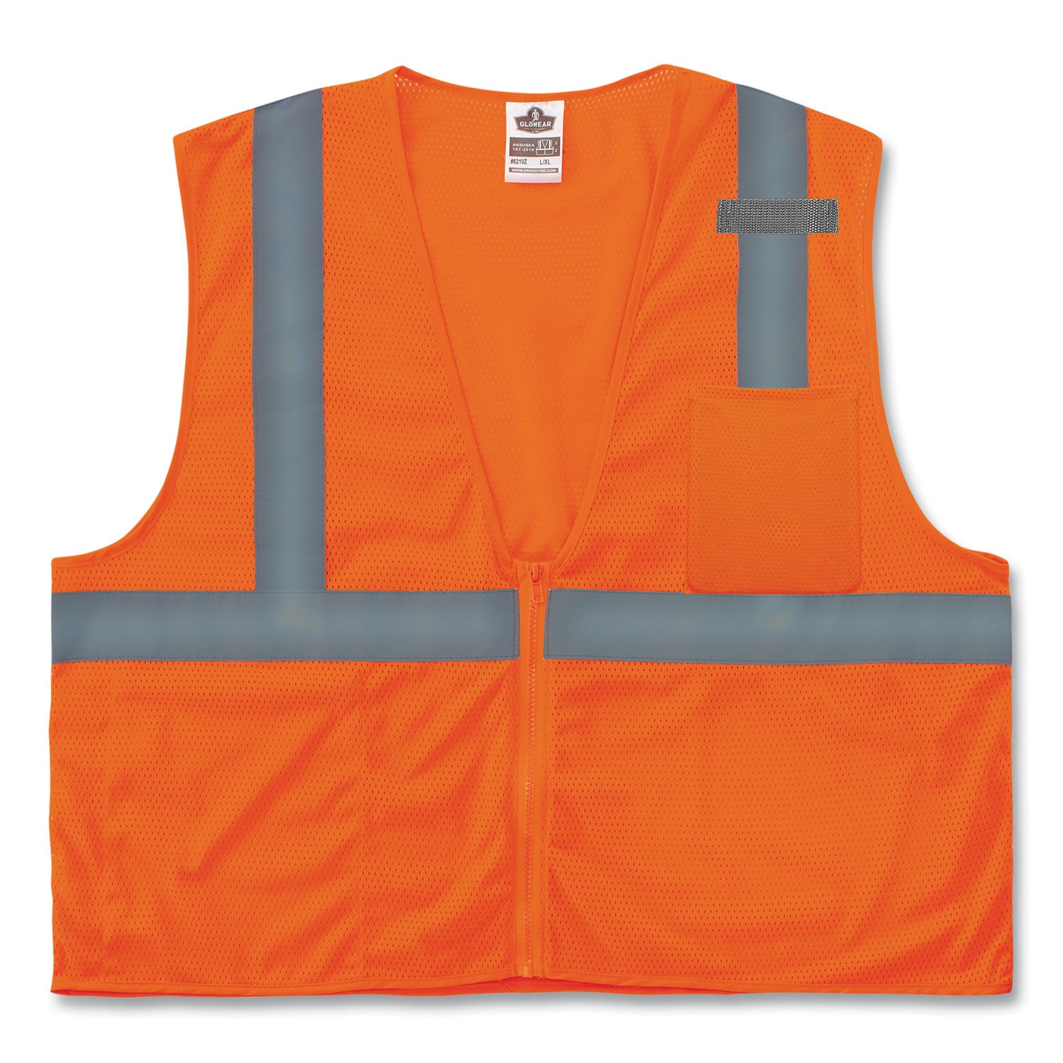 GloWear 8210Z Class 2 Economy Mesh Vest, Polyester, Orange, Small/Medium