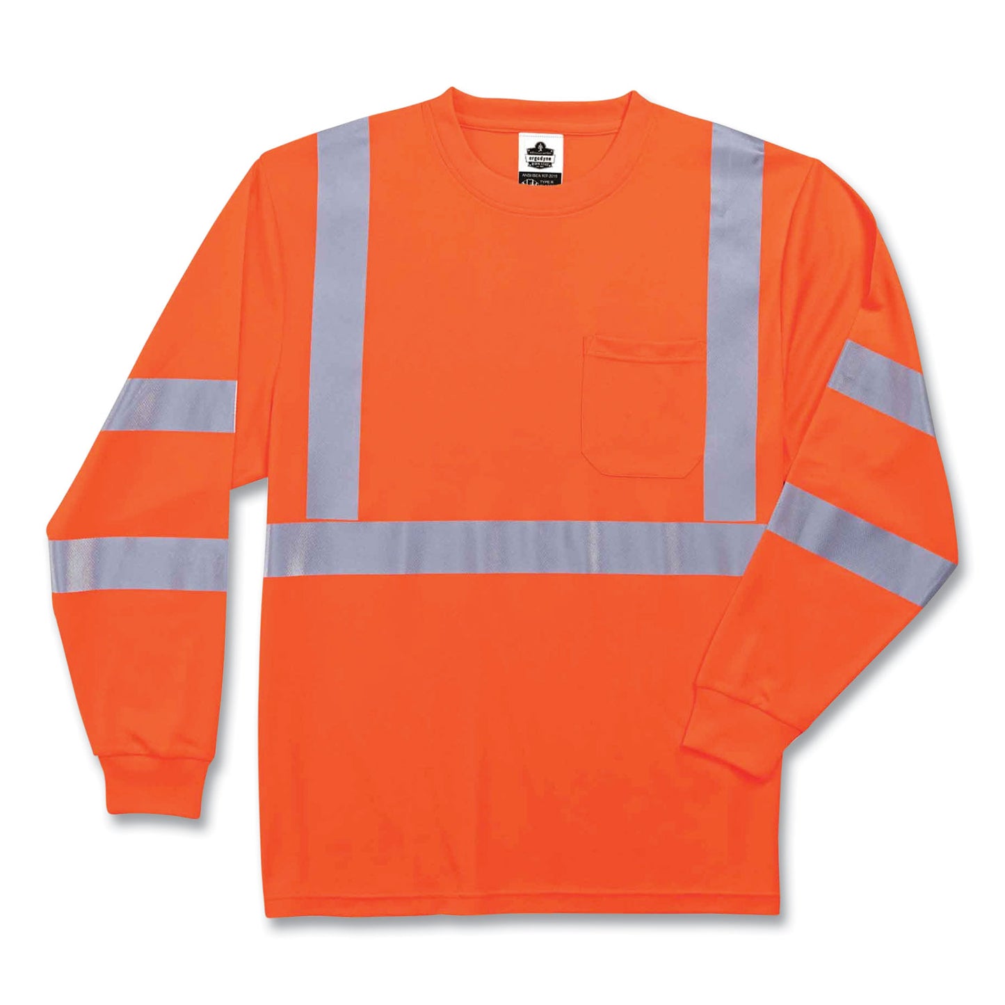 GloWear 8391 Class 3 Hi-Vis Long Sleeve Shirt, Large, Orange