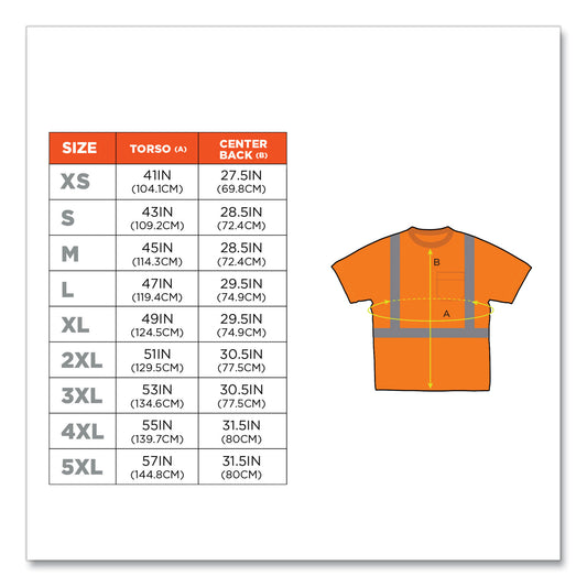 GloWear 8289 Class 2 Hi-Vis T-Shirt, Orange, 5X-Large