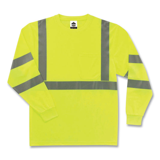GloWear 8391 Class 3 Hi-Vis Long Sleeve Shirt, Medium, Lime