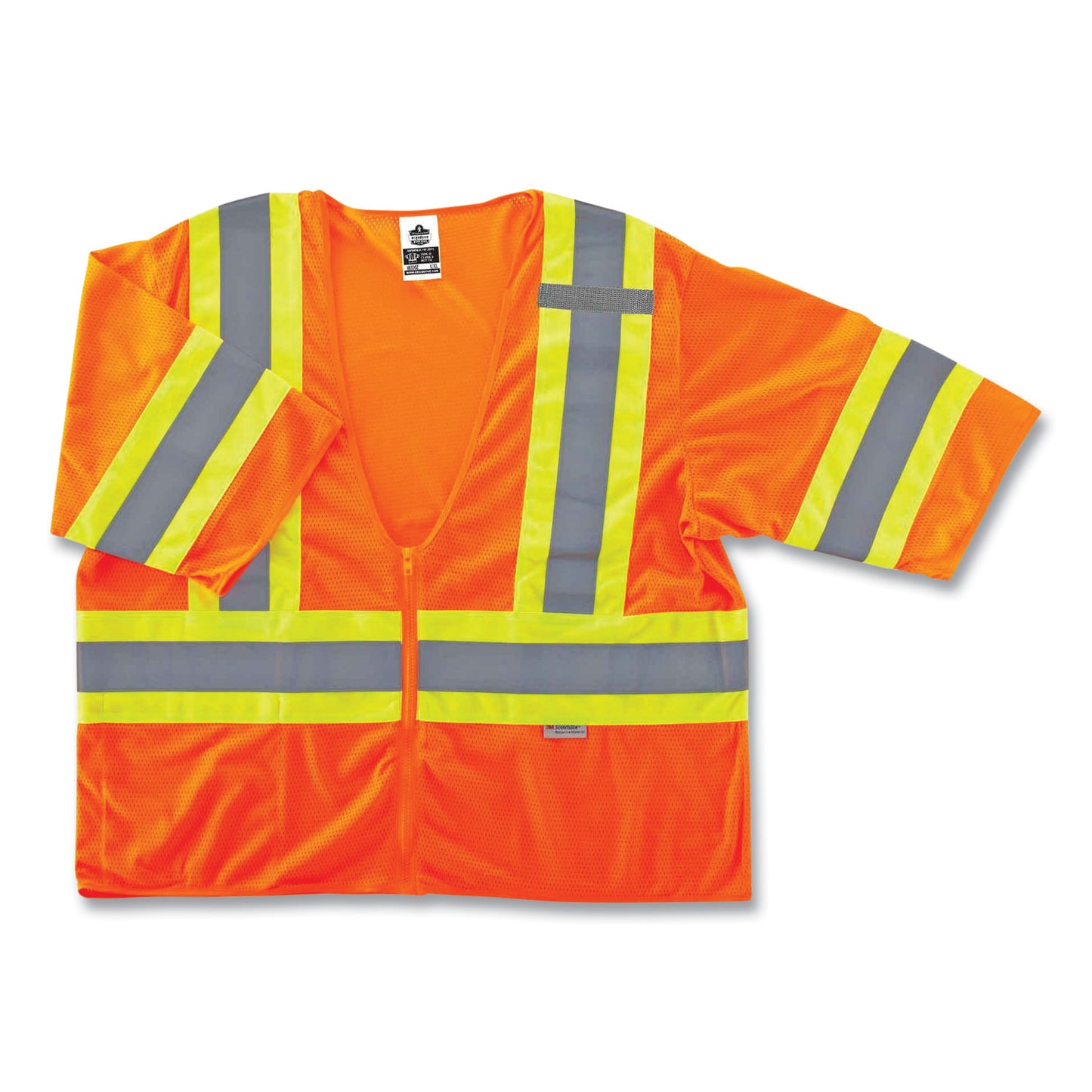 GloWear 8330Z Class 3 Two-Tone Zipper Vest, Polyester, Large/X-Large, Orange