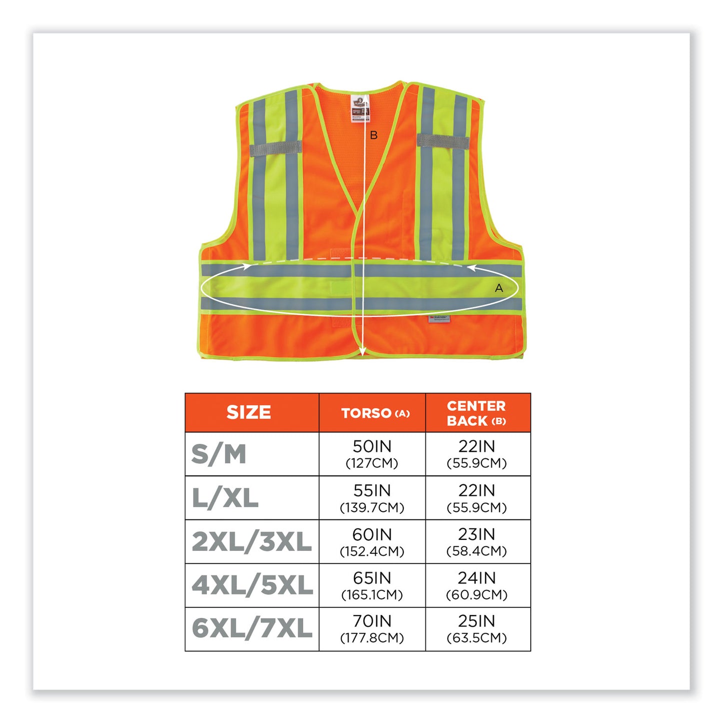 GloWear 8245PSV Class 2 Public Safety Vest, Polyester, 6X-Large/7X-Large, Orange