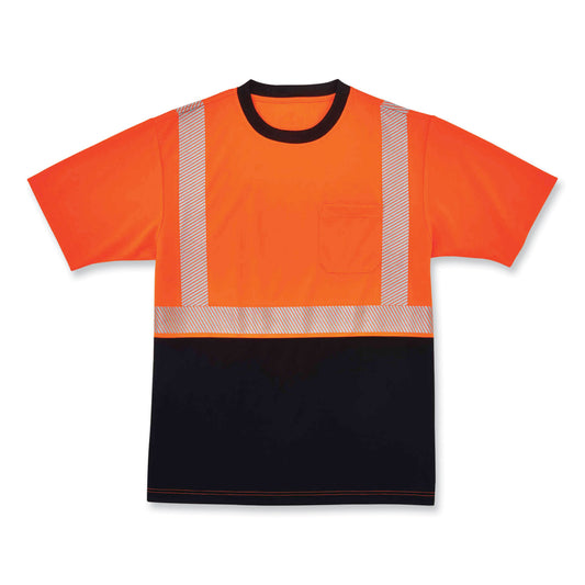 GloWear 8280BK Class 2 Performance T-Shirt with Black Bottom, 2X-Large, Orange