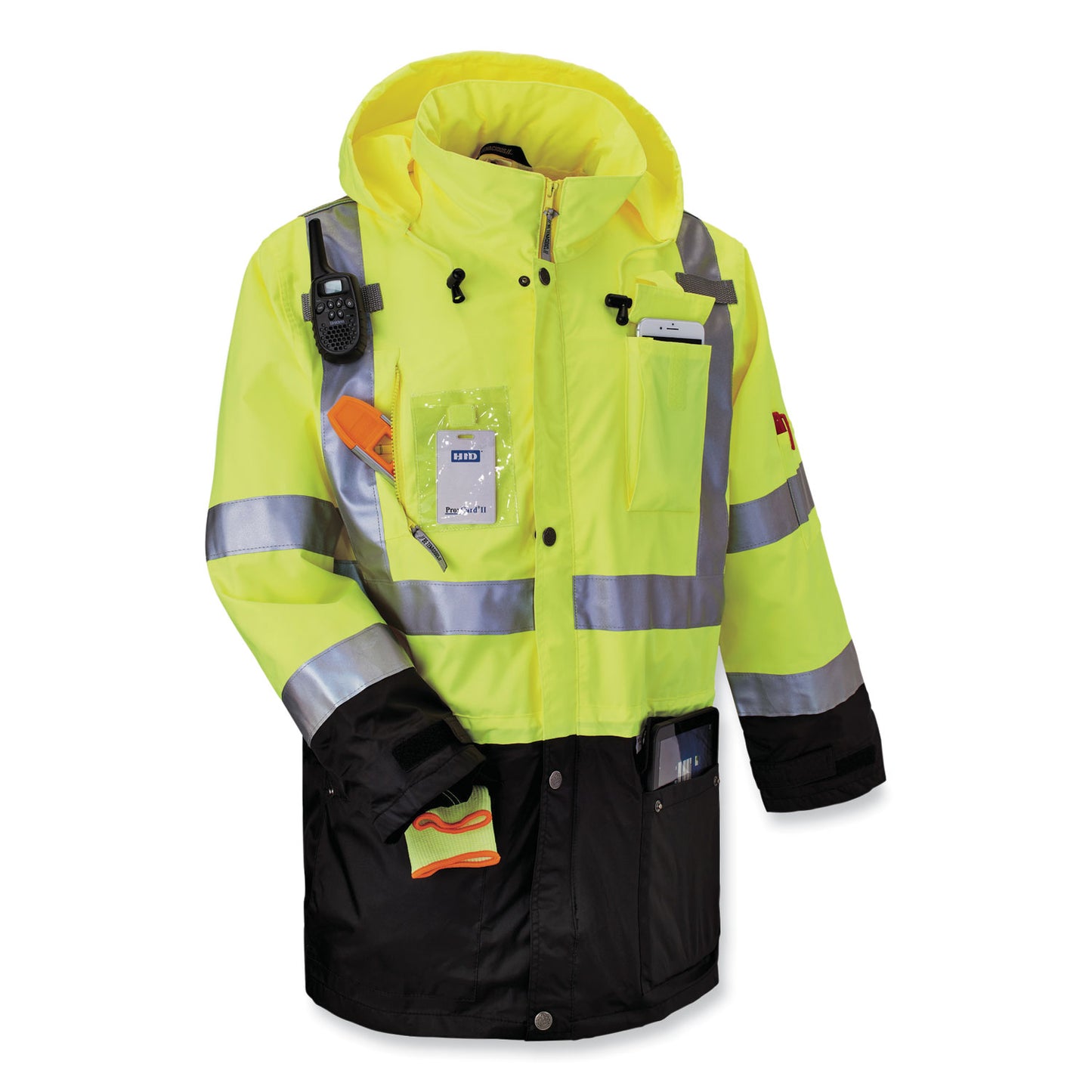 GloWear 8386 Class 3 Hi-Vis Outer Shell Jacket, Polyester, X-Large, Lime