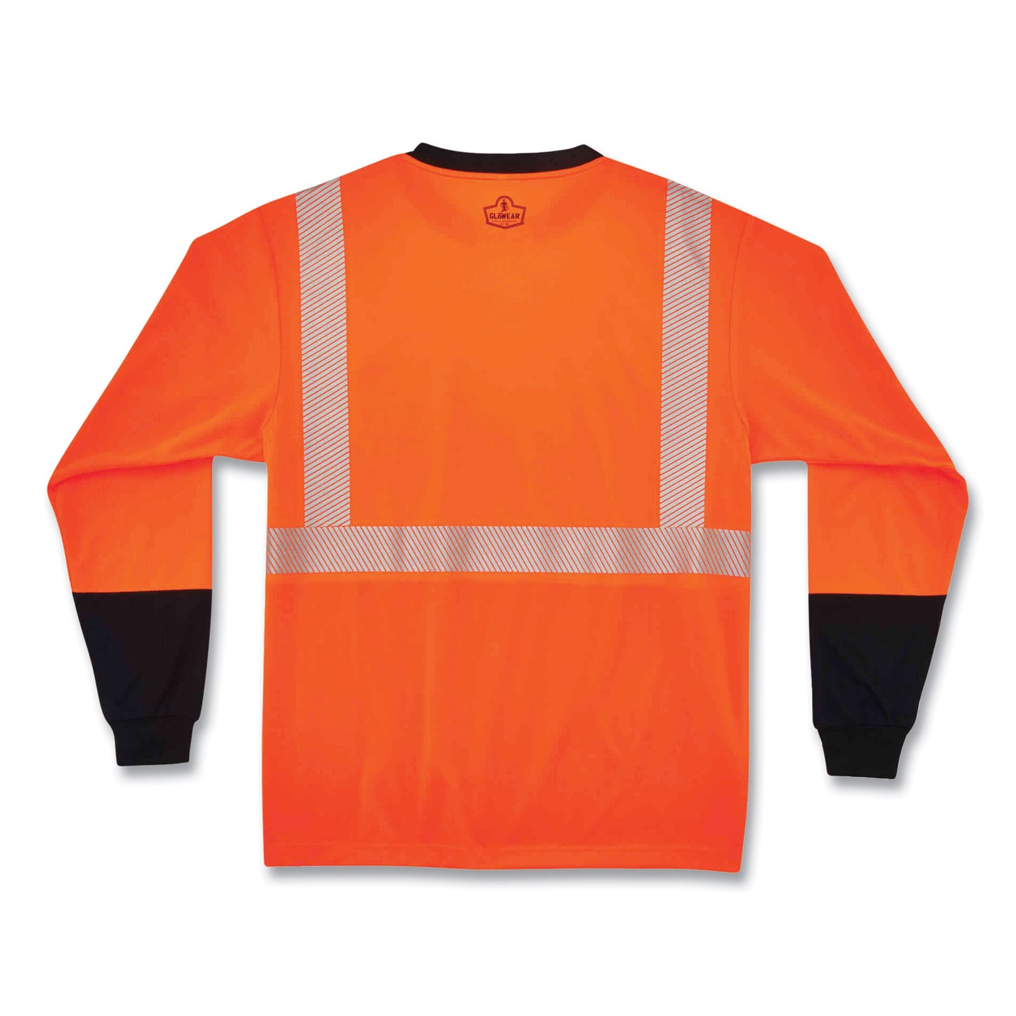 GloWear 8281BK Class 2 Long Sleeve Shirt with Black Bottom, Small, Orange