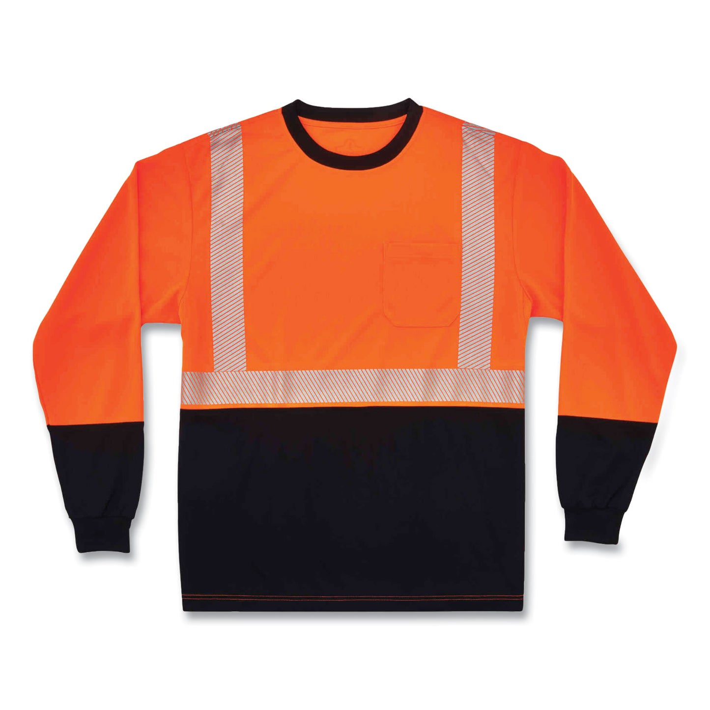 GloWear 8281BK Class 2 Long Sleeve Shirt with Black Bottom, Small, Orange