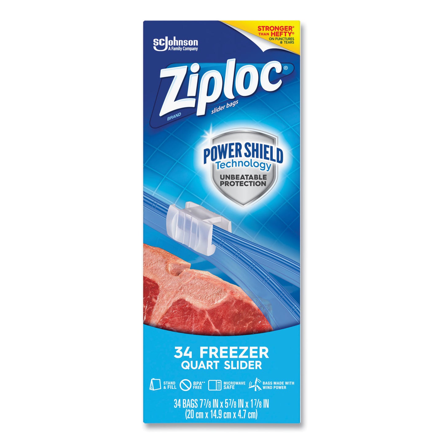 Slider Freezer Bags, 32 oz, 5.88" x 1.88" x 7.88", Clear, 34/Box