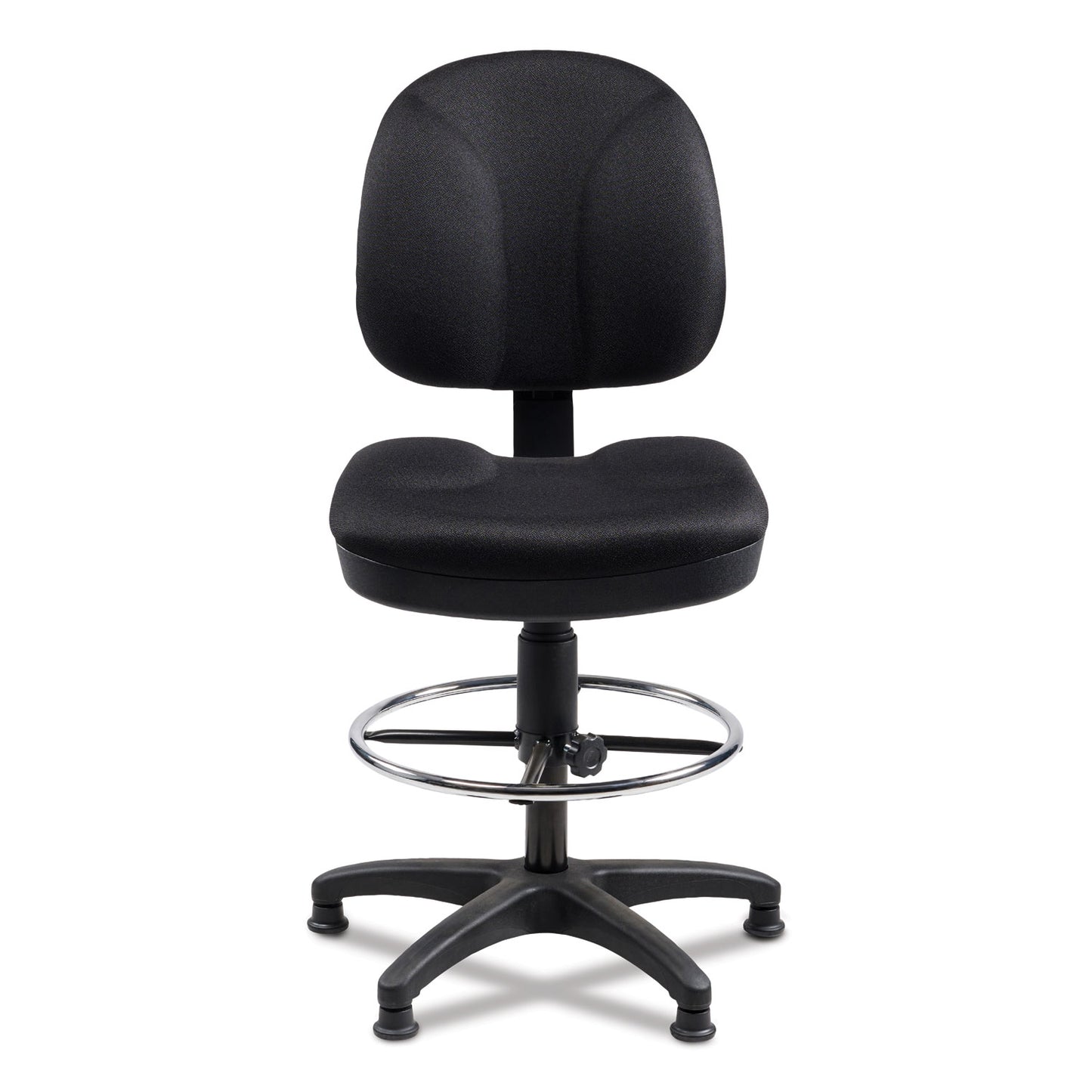 Comfort Task Stool, Supports Up to 300 lb, 24.5" to 34.5" Seat Height, Black Seat, Black Back, Black Base