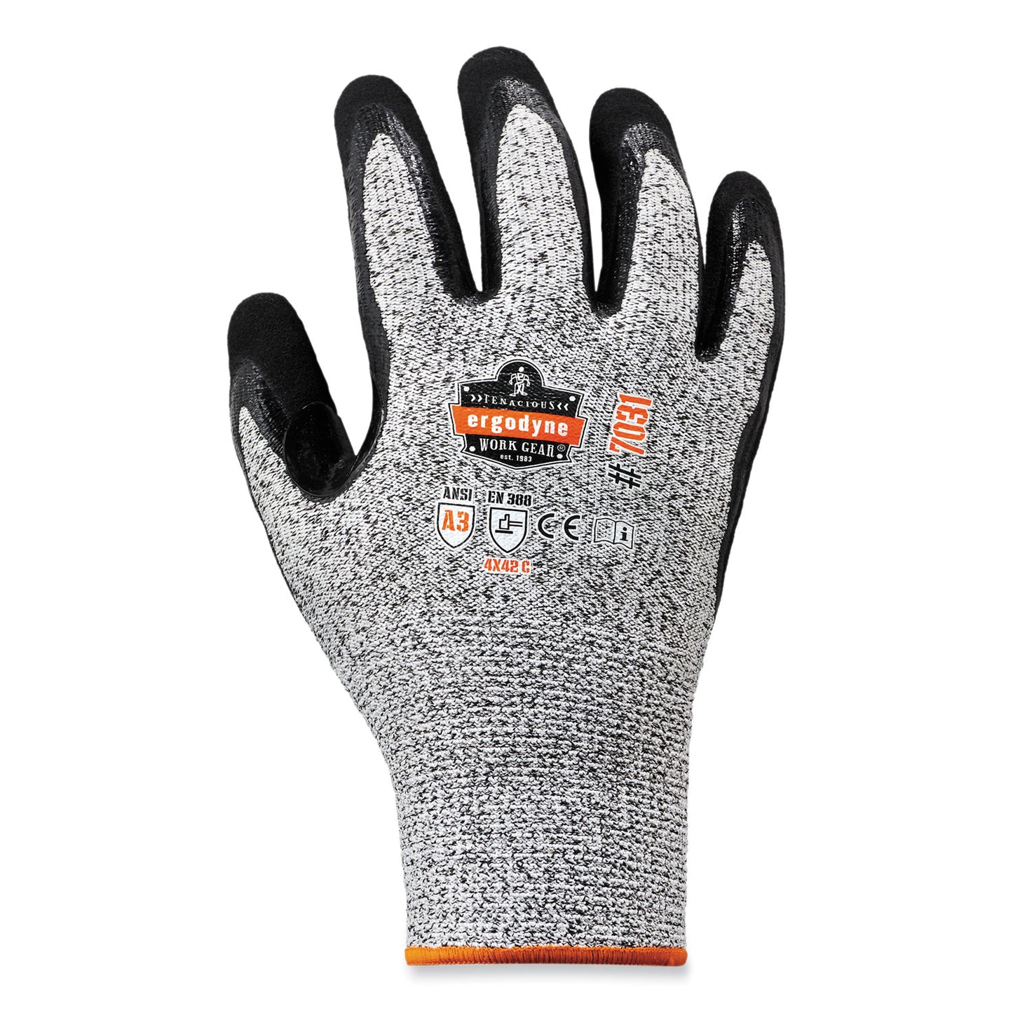 ProFlex 7031 ANSI A3 Nitrile-Coated CR Gloves, EN388: 4X42C, 10.5" Long, XX-Large, Gray, Pair