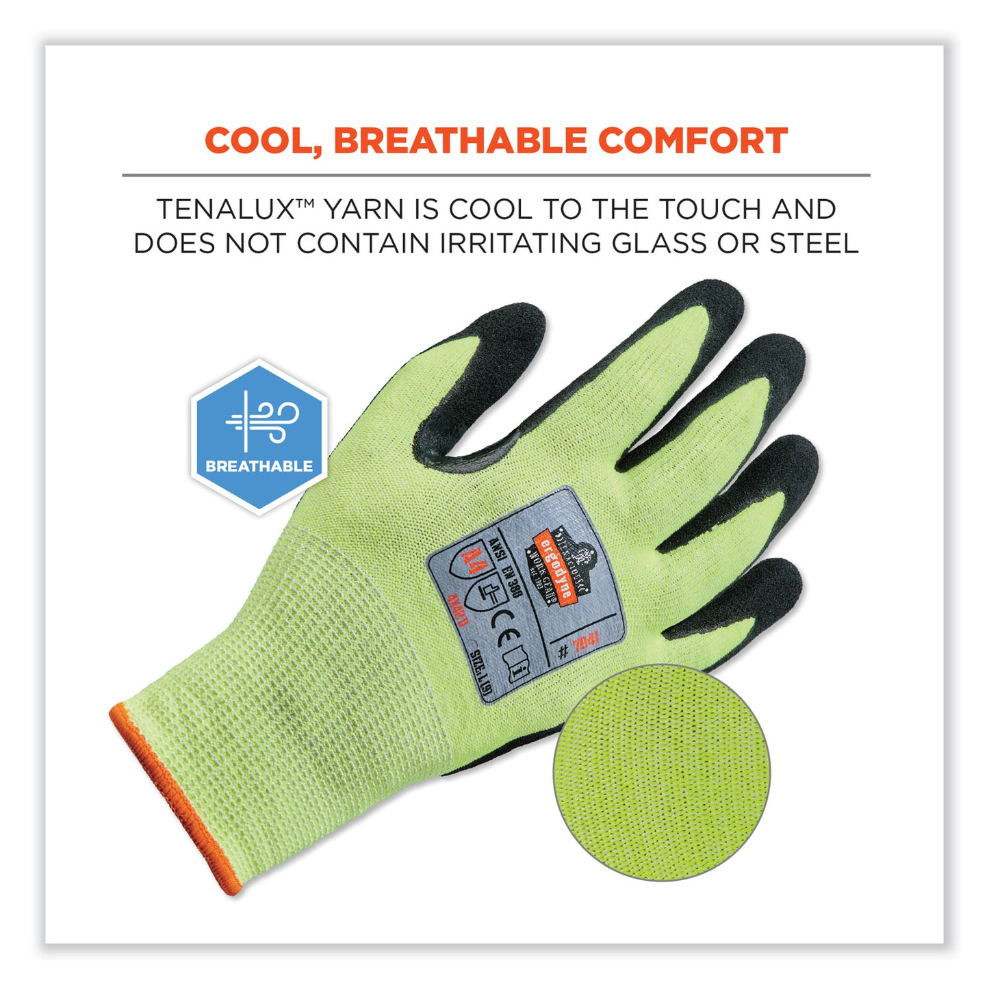 ProFlex 7041-CASE ANSI A4 Nitrile Coated CR Gloves, EN388: 4X42D, 10" Long, Small, Lime, 144 Pairs/Carton