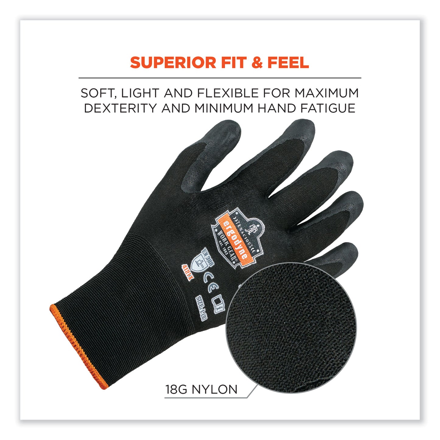 ProFlex 7001 Nitrile-Coated Gloves, EN388: 4121X, 9.25" Long, X-Large, Black, Pair