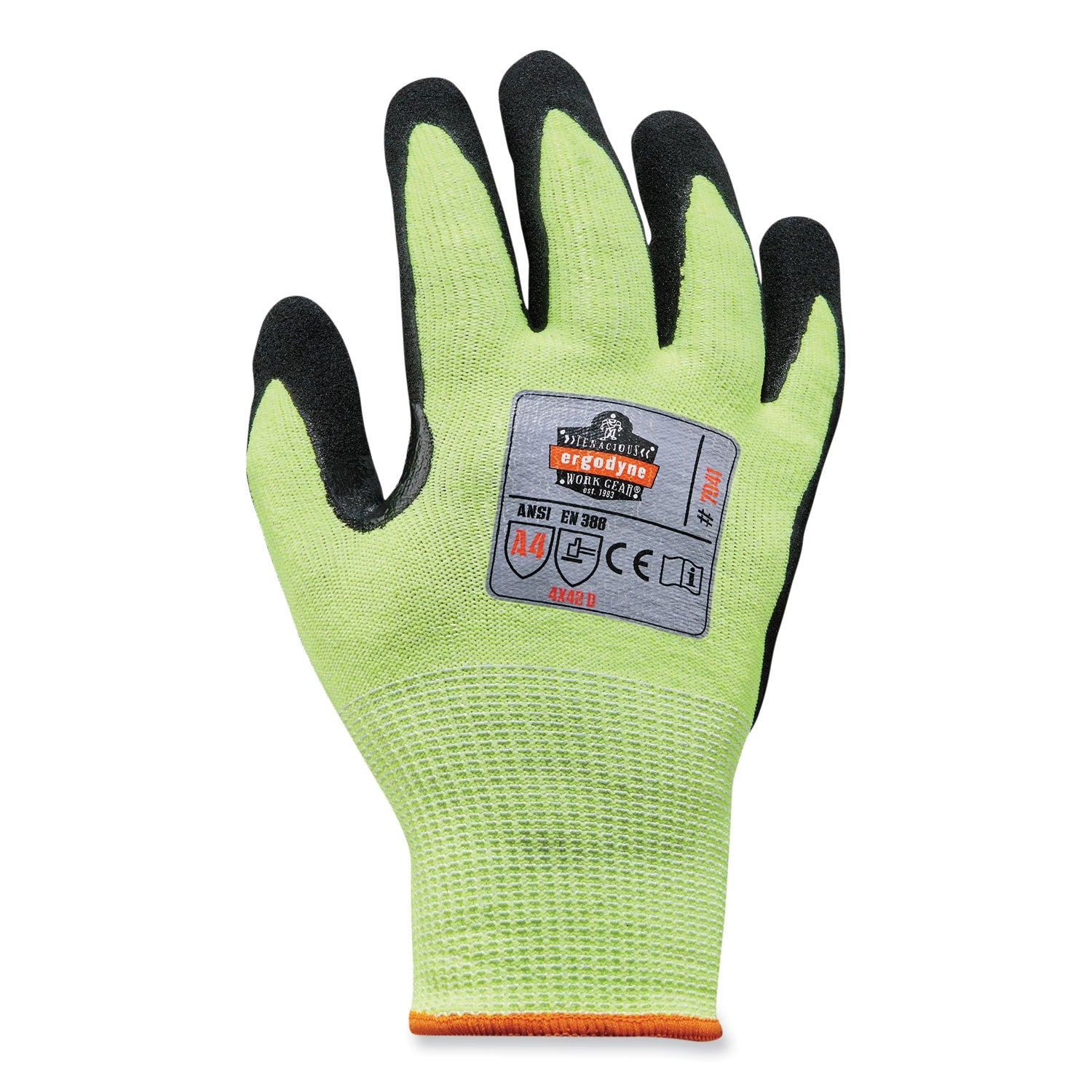 ProFlex 7041 ANSI A4 Nitrile-Coated CR Gloves, EN388: 4X42D, 10" Long, Small, Lime, Pair
