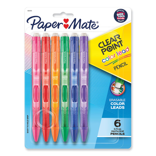 Clearpoint Color Mechanical Pencils, 0.7 mm, Assorted Lead and Barrel Colors, 6/Pack