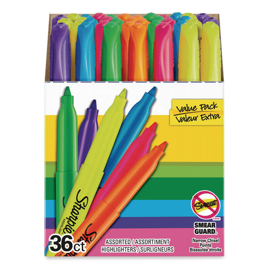 Pocket Style Highlighters, Assorted Ink Colors, Chisel Tip, Assorted Barrel Colors, 36/pack