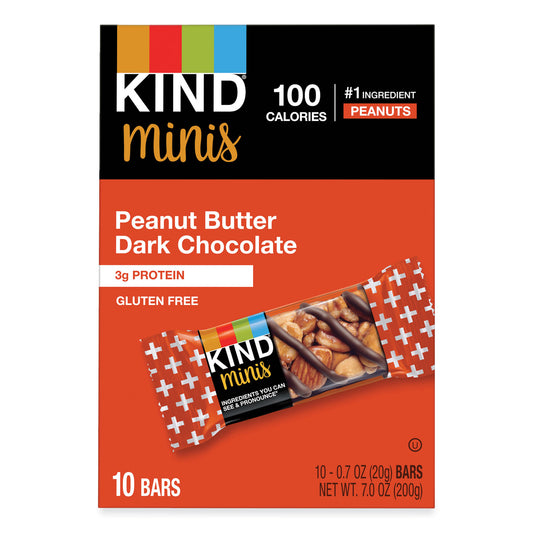 Minis, Peanut Butter Dark Chocolate, 0.7 oz Bar, 10/Pack