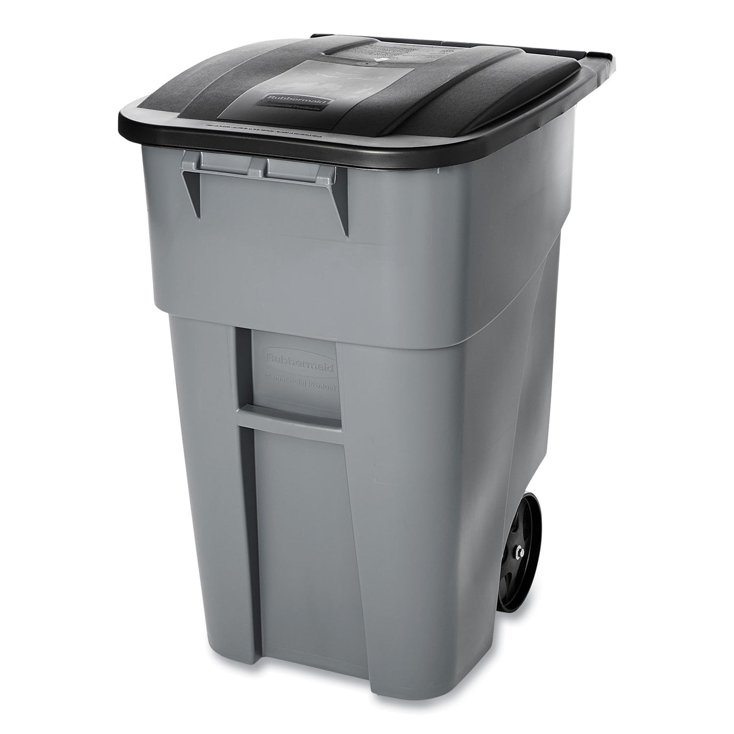 Rollout Container, 50 gal, Molded Plastic, Gray