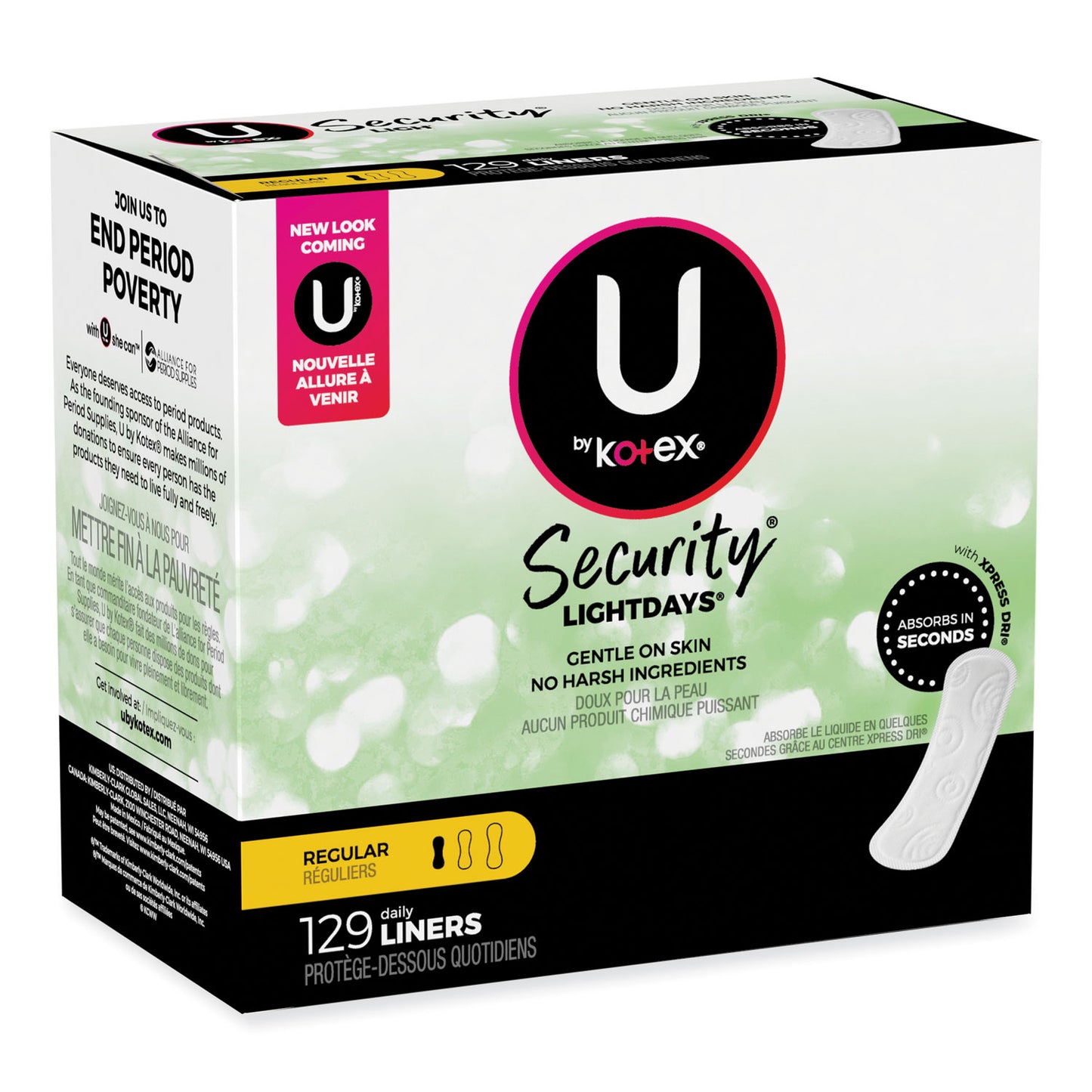 U by Kotex Security Lightdays Liners, Unscented, Light Absorbency, 129/Pack